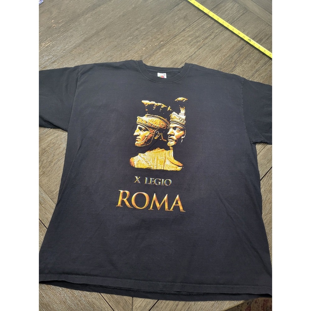 Vintage Men's X Legio Roma Graphics Black‎ Tee Size XXL Retro Y2K Shirt #25